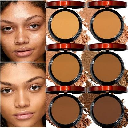 Pressed Powder Foundation Contour Matte Ful1l Coverage Oil Control Waterproof, 6 Shades Light to Dark