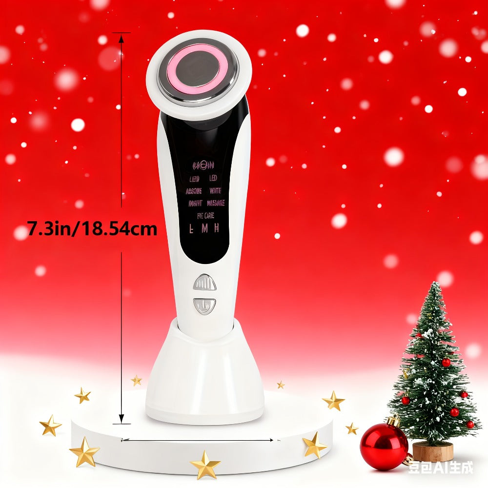4-in-1 LED Face Neck Massager USB Powered Vibration Facial Lifting Device - Handle Portable Beauty Tool for Home or Salon Spa Use