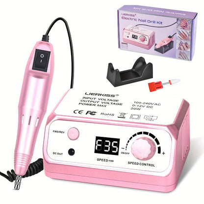 Nail Drill Kit 35000 RPM with 100 Sanding Bands Multiple Drill Bits Electric Nail File for Acrylic Gel Nails Manicure Pedicure Salon Home