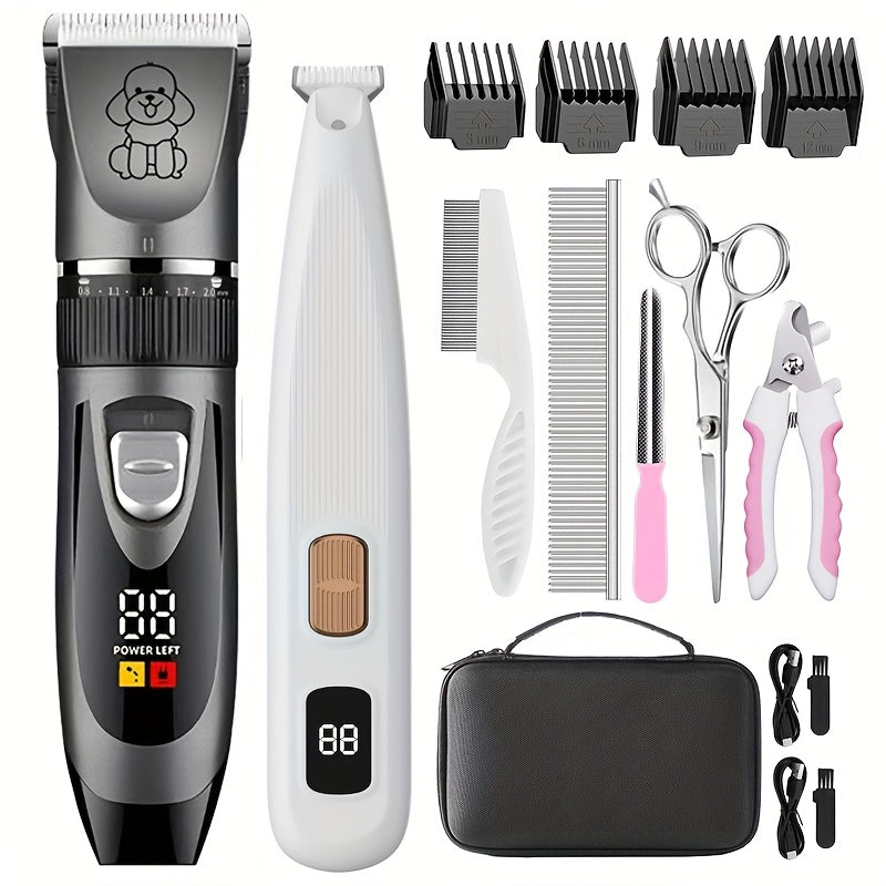 Pet Grooming Kit with Quiet Rechargeable Clippers – Cordless Electric Shaver & Complete Tool Set for Dogs and Cats