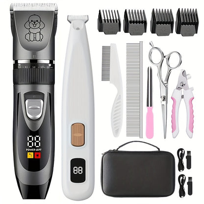 Pet Grooming Kit with Quiet Rechargeable Clippers – Cordless Electric Shaver & Complete Tool Set for Dogs and Cats