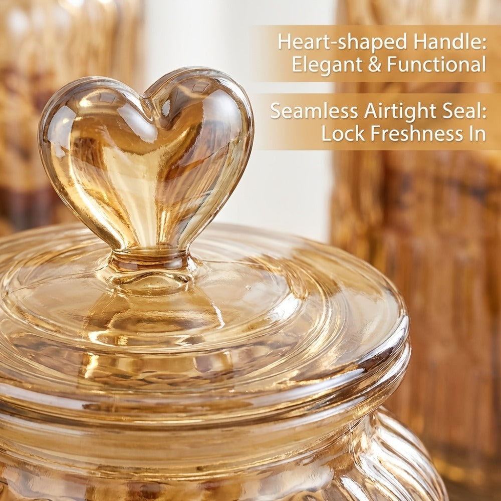 Airtight Glass Food Storage Jars with Clamp Lids 4-Set, 21.98oz & 47.34oz Clear Kitchen Canisters for Sugar
