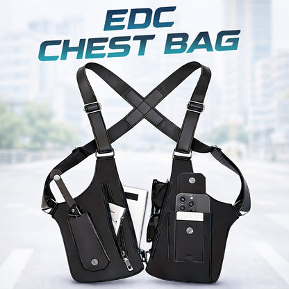 Men's Vintage Chest Bag with Hands-Free Phone Holder – Lightweight Crossbody Vest Pack for Cycling, Hiking, Running & Fitness