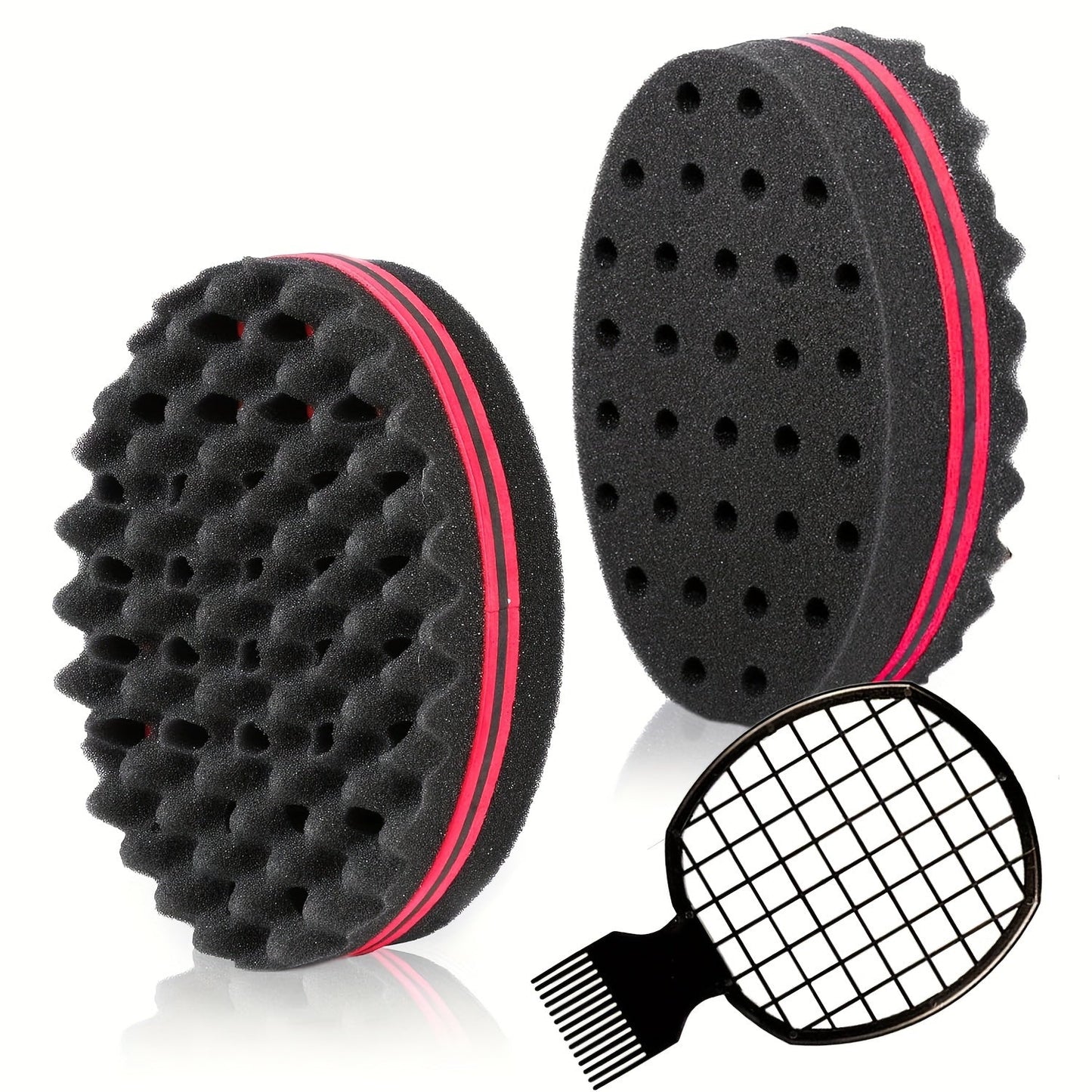Twist Sponge and Pick Manual Hair Styling Tool Set with Double-Sided Brush and Two Comb Options