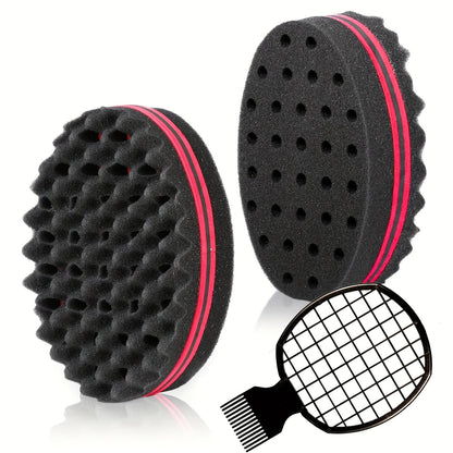 Twist Sponge and Pick Manual Hair Styling Tool Set with Double-Sided Brush and Two Comb Options