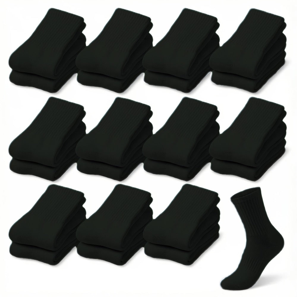 12-Pair Crew-Length Diabetic Sock Set for Adults in White, Black or Grey with 9-11 and 10-13 Sizes