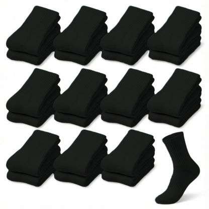 12-Pair Crew-Length Diabetic Sock Set for Adults in White, Black or Grey with 9-11 and 10-13 Sizes