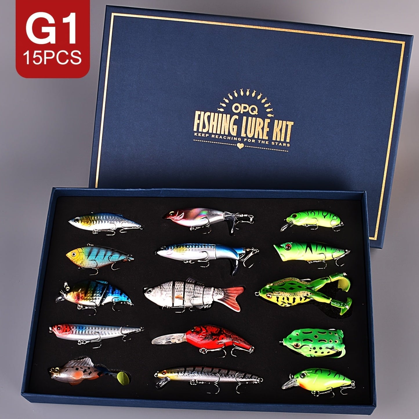 Swimbait Fishing Lures 15pcs Multi-Section Jointed Lure Kit for Bass Pike Trout, Saltwater Freshwater Realistic Swimming Action Fishing Bait