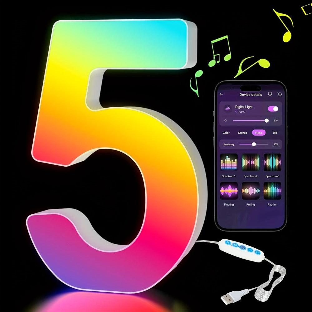 LED Letter Lights Music Sync – Colorful Flashing Marquee Alphabet Lights for Room Decor, Party, Bedroom, Festival & Camping