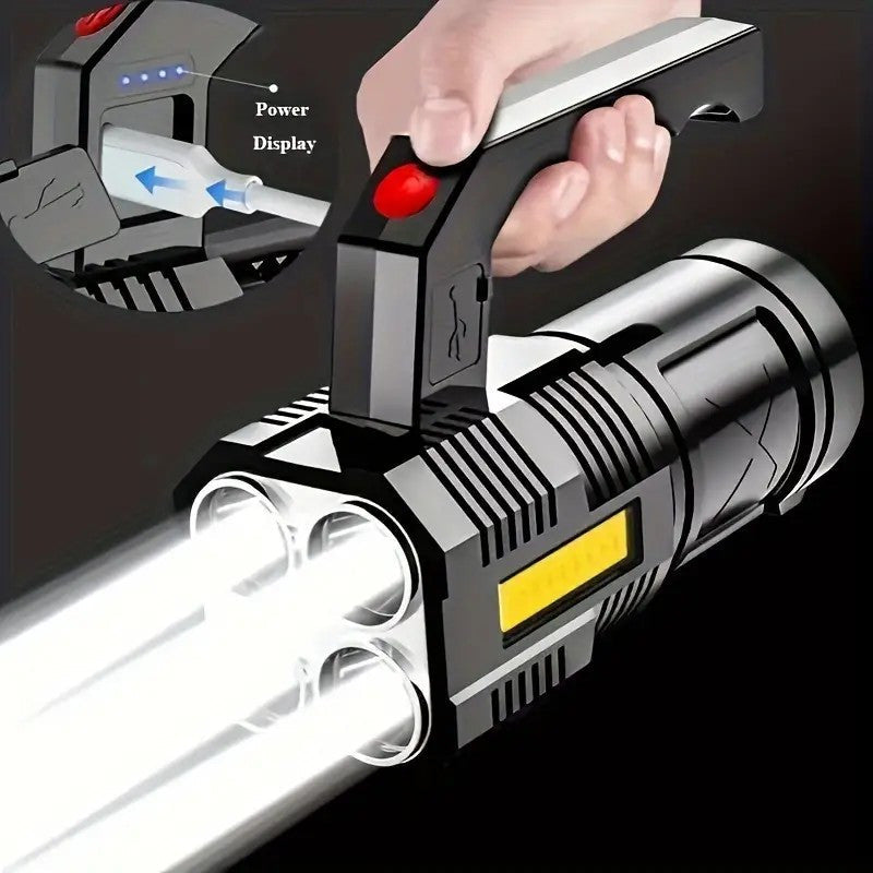 Flashlight 2-Pack Four-LED Handheld Searchlights with Four Modes, USB Charging and Power Display