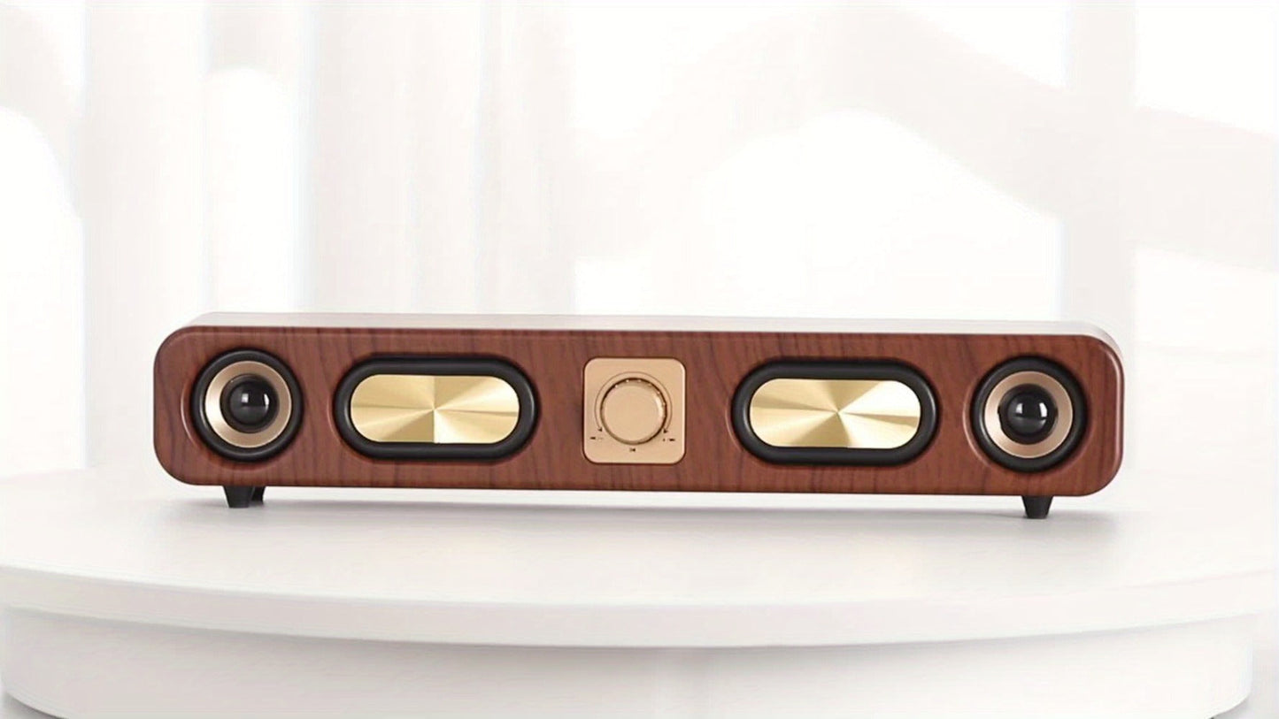 Retro Wood Grain Bluetooth Speaker Dual 2-Inch Woofers 10W Wireless Desktop Soundbar TF AUX for an Everyday Personal Care Routine