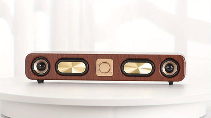 Retro Wood Grain Bluetooth Speaker Dual 2-Inch Woofers 10W Wireless Desktop Soundbar TF AUX for an Everyday Personal Care Routine