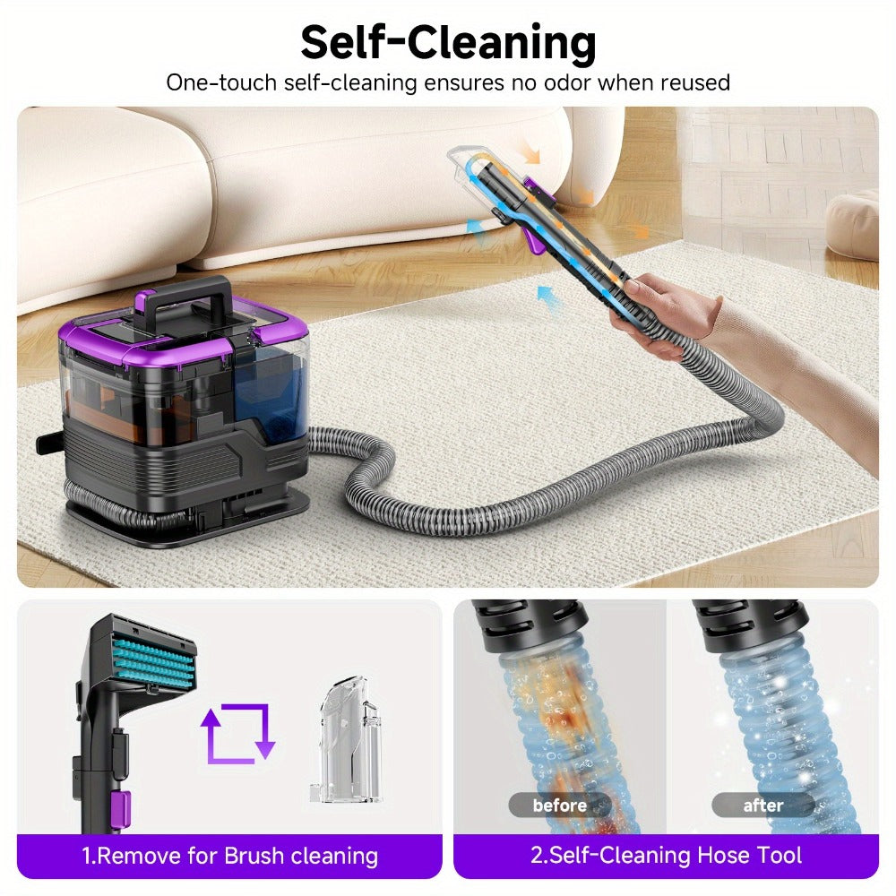 Portable Upholstery Cleaner Machine 30Kpa, Carpet & Spot Cleaner with Dual Brush Head for Deep Stain Removal on Carpet