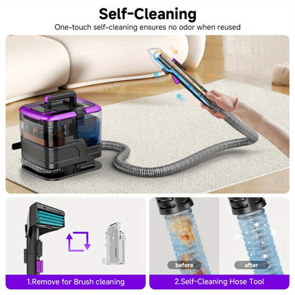 Portable Upholstery Cleaner Machine 30Kpa, Carpet & Spot Cleaner with Dual Brush Head for Deep Stain Removal on Carpet