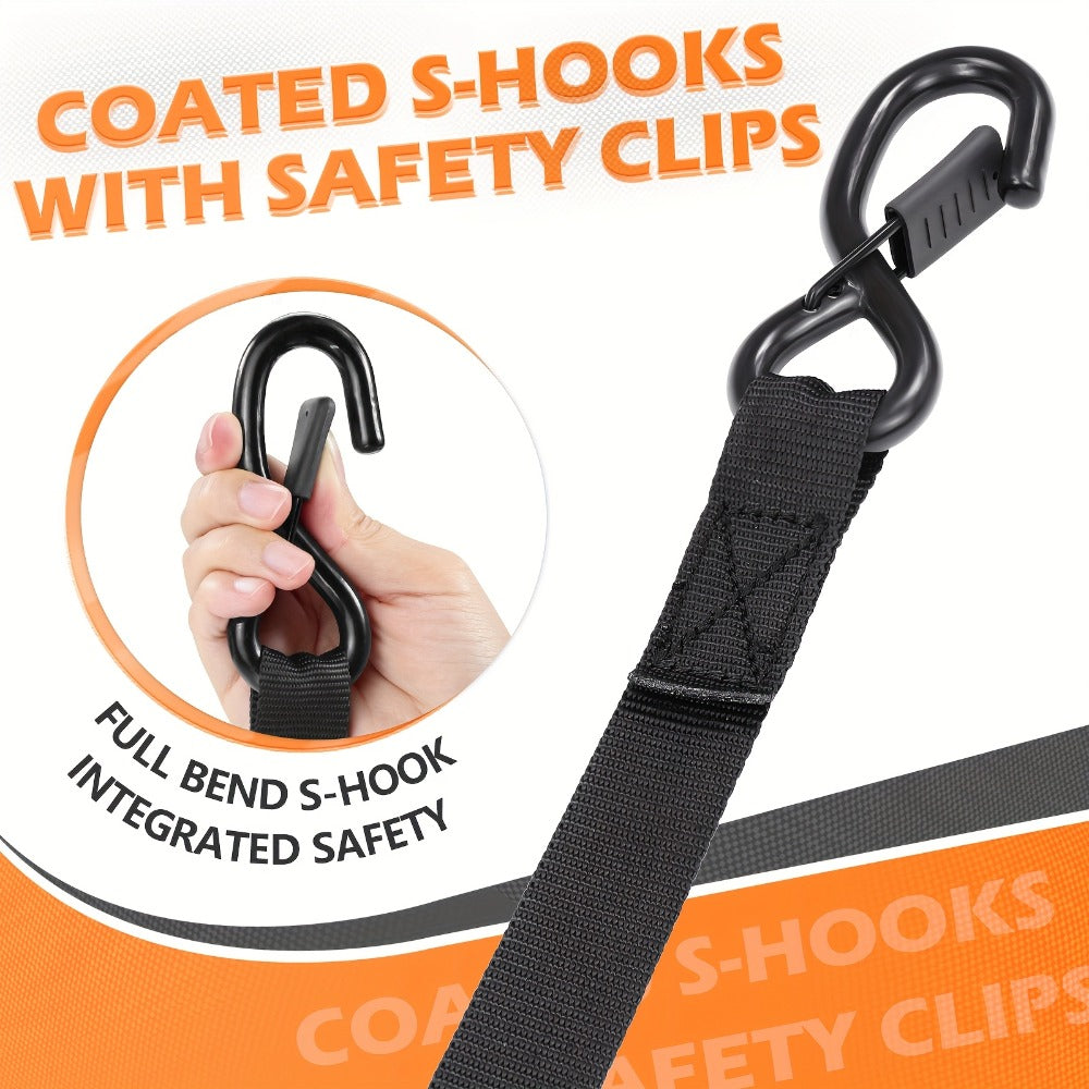 Retractable Ratchet Straps with Extension Strap for Entryways, Bedrooms and Living Spaces, with Listed Configuration