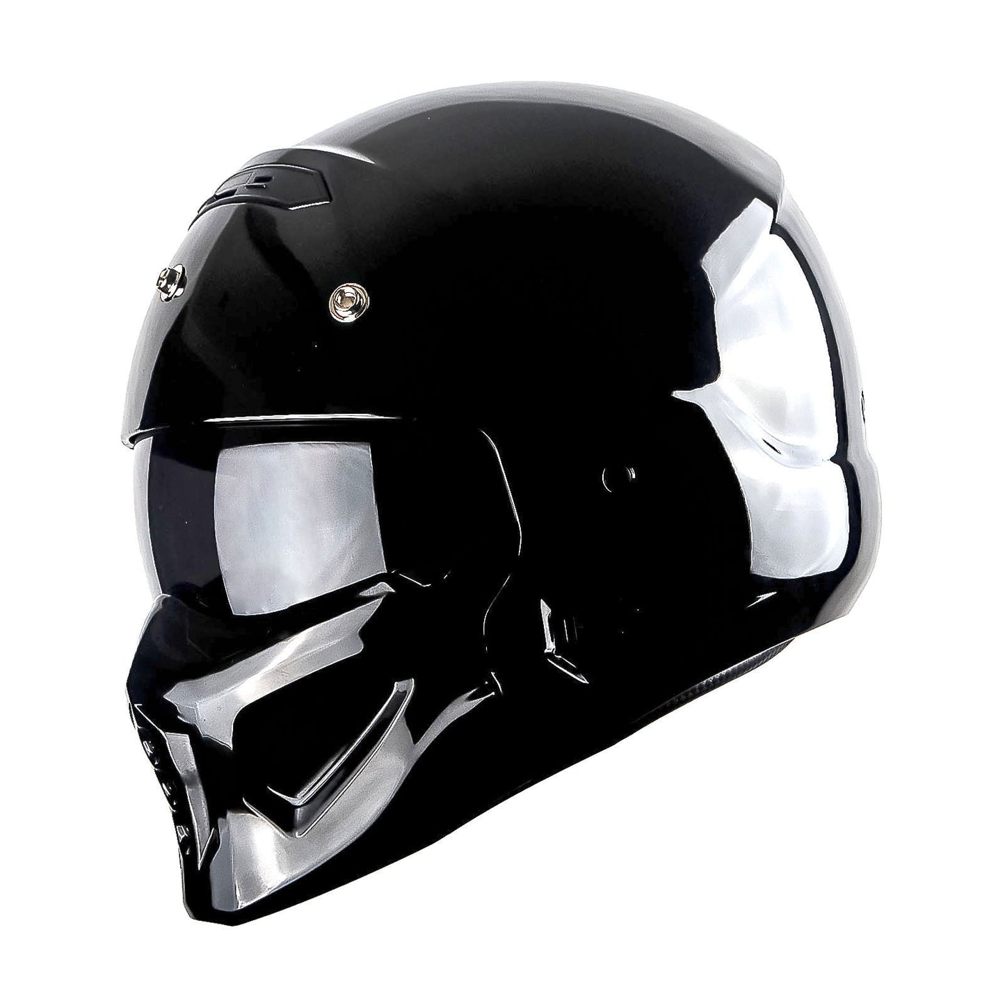 Motorcycle Helmet Convertible Full/Open-Face Shell with Detachable Mask, Smoked Shield, S-XL Sizes and Multiple Styles