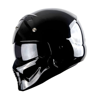 Motorcycle Helmet Convertible Full/Open-Face Shell with Detachable Mask, Smoked Shield, S-XL Sizes and Multiple Styles
