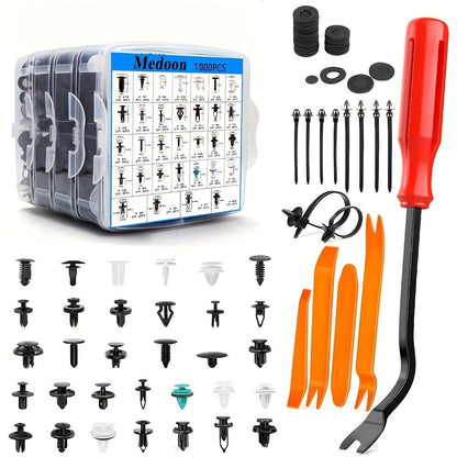 Automotive Fastener Clip Kit 1020pcs – Snap-On Plastic Expansion Screws & Retainer Clips for Bumper, Fender & Body Panel Fixation