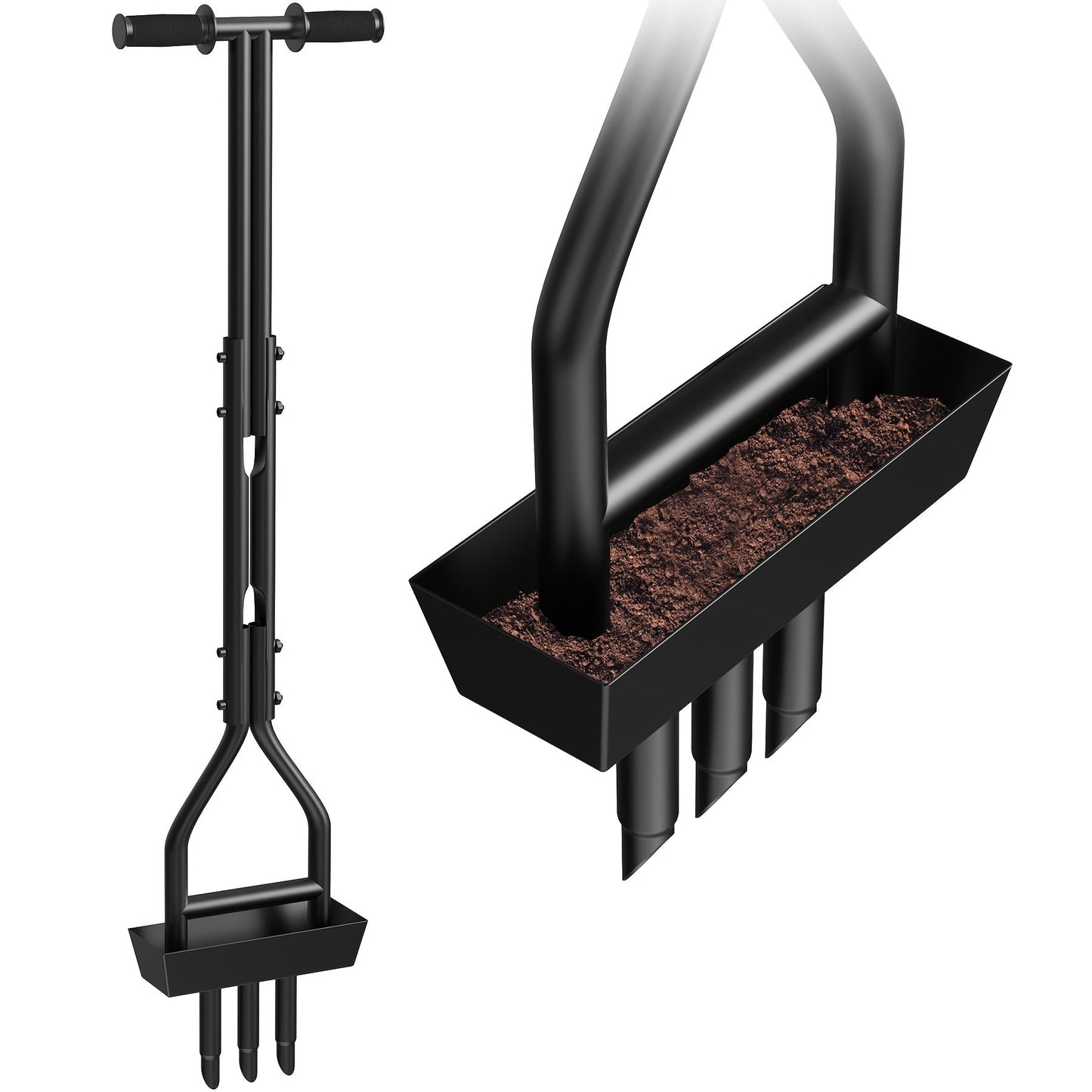 Step Spike Aerator 38" Three-Hole Core Aeration Tool, Labor-Saving Lawn Soil Loosener & Ventilation Device for Lawn Care