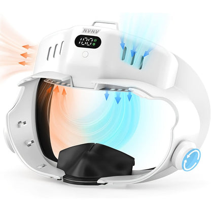 Meta Quest 3 VR Cooling Fan with Anti-Fog Face Pad – Dual Turbo 3-Speed 1000mAh Battery Breathable Face Interface Replacement