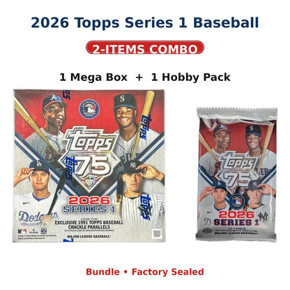 2026 Topps Series 2 Baseball Mega Box, Factory Sealed 196 Cards Topps 75th Anniversary, Look for Autos Relics Parallels & Rookie Cards