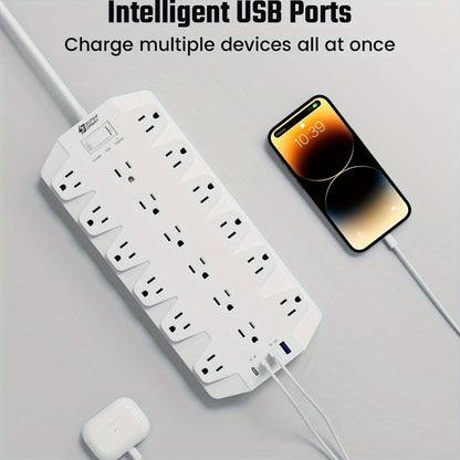 45W USB-C PD Power Strip Surge Protector 26-in-1, 22 AC Outlets & 4 USB Ports (2 USB-C 45W + 2 USB-A)