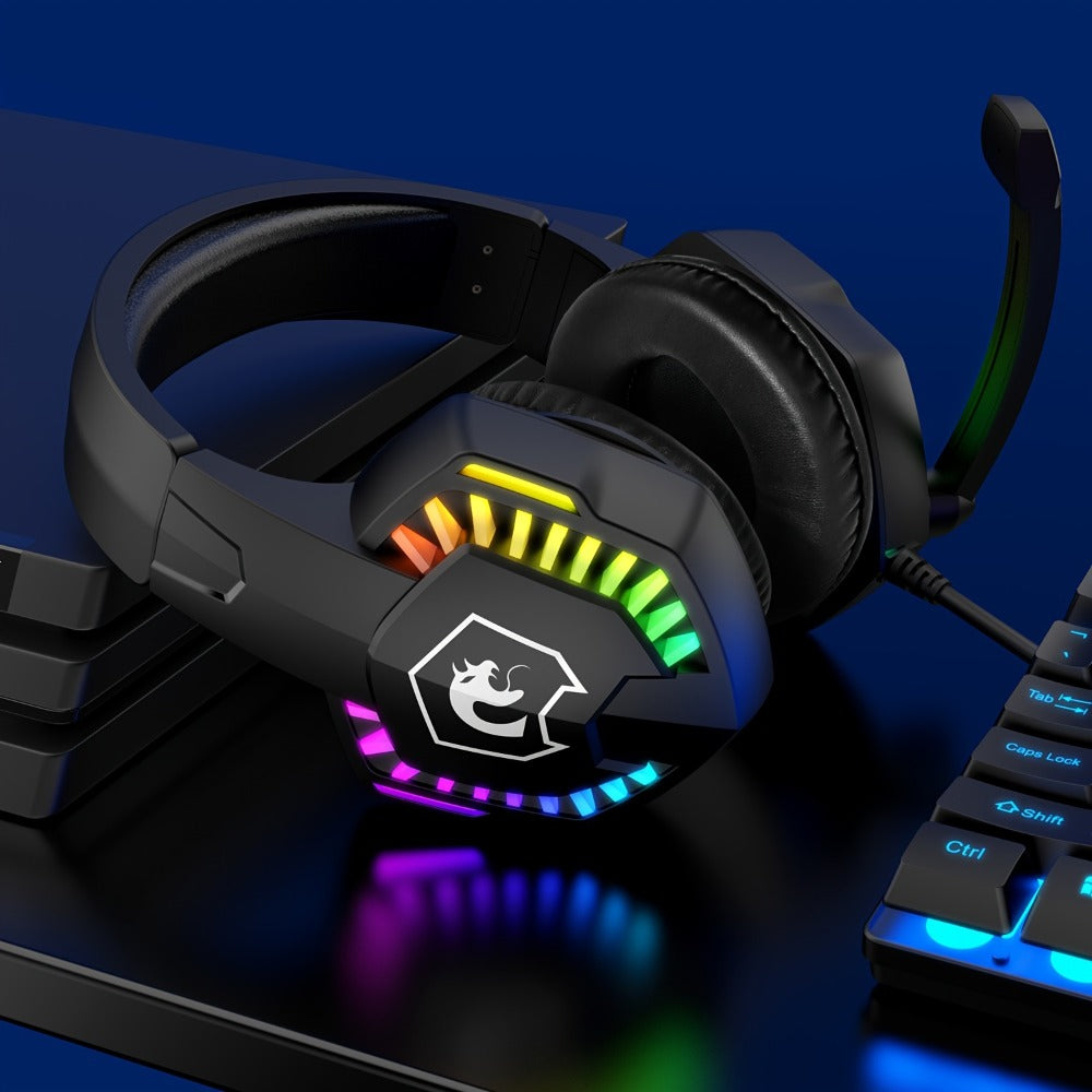 Complete 5-in-1 Gaming Setup Bundle RGB, 104 Keys Wired Keyboard, 2400 DPI Optical Mouse, Gaming Headphone