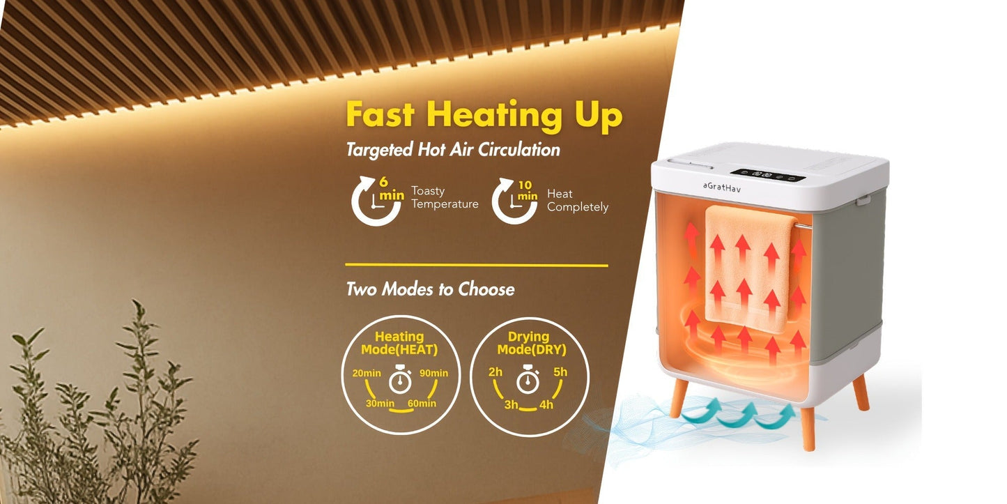 Electric Towel Warmer 35L Large Capacity Foldable Blanket Warmer with Timer & Drying Mode, Fast Heating