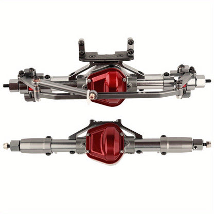 SCX10 Metal Axle Upgrade Kit CNC Aluminum Alloy Front & Rear Straight Axles – Compatible with Axial SCX10 90046 90047 1/10 RC Crawler