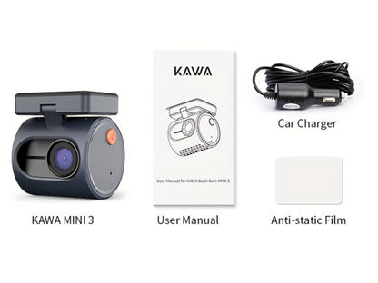 KAWA MINI 3 Dash Camera with 1296P Label, WiFi App Connection, Voice Control and Blue Finish