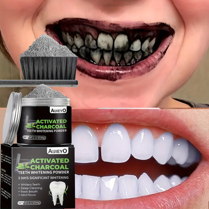 Activated Charcoal Teeth Whitening Powder - Natural Tooth Polish for Deep Cleaning, Plaque Removal & Fresh Breath