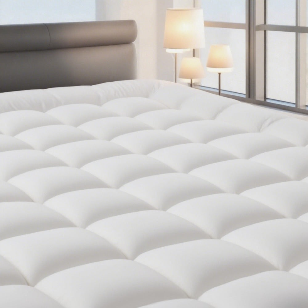 RV Queen Mattress Topper Quilted Pillow Top Mattress Pad Fitted Protector Cooling Breathable Fluffy Soft Cover with 8-21" Deep Pocket for RV