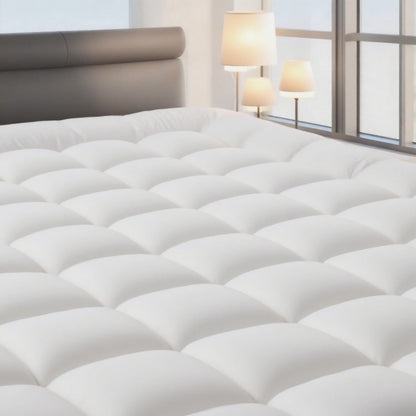 RV Queen Mattress Topper Quilted Pillow Top Mattress Pad Fitted Protector Cooling Breathable Fluffy Soft Cover with 8-21" Deep Pocket for RV