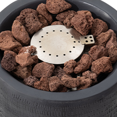 Propane Fire Pit Portable 11 Inch Outdoor 15000 BTU Self-Lighting Metal Concrete All-Weather Round Patio for Garden, Patio and Yard Use