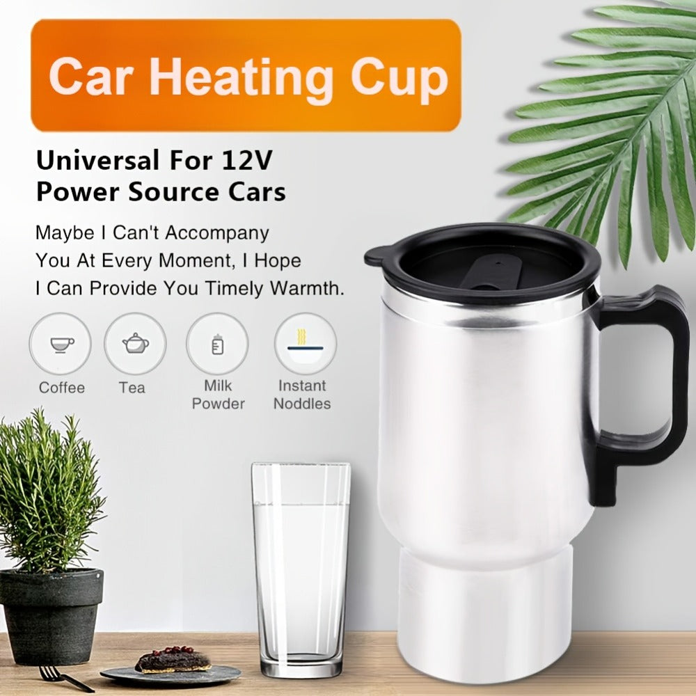 Car Electric Kettle 12V, Stainless Steel Travel Heating Cup with Auto Shut-Off, 450ml & 500ml Portable In-Car Water Heater for Hot Water