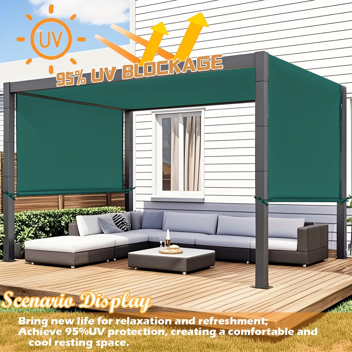 Pergola Canopy Replacement Retractable UV Block | Patio Shade Cover