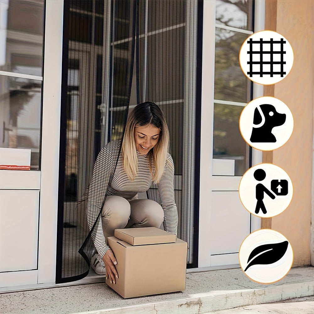 Magnetic Screen Door, Retractable Mesh Door Curtain, Pet-Friendly & Insect Proof, Auto-Close Magnetic Closure for Patio