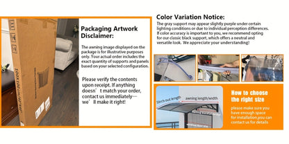 Polycarbonate Window Awning Door Canopy - UV Rain Snow Sun Protection Overhang for Doorways, Patio & Windows