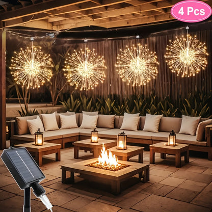 Solar Starburst Firework Light Set with 240, 360 or 450 LEDs, Remote and Eight Lighting Modes