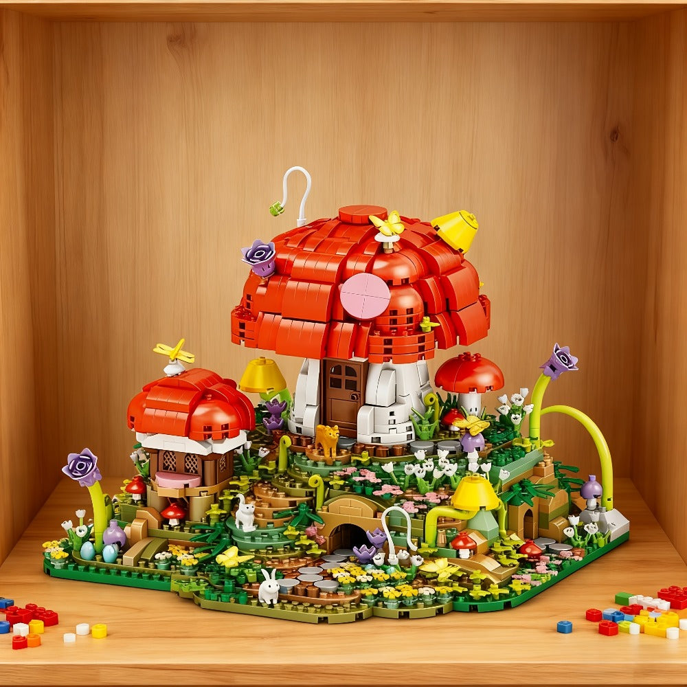 Fairy Mushroom House Building Blocks Set 2000+ Pcs – Mythical Fantasy Miniature Architecture Model 663 Desktop Decoration Display for Adults