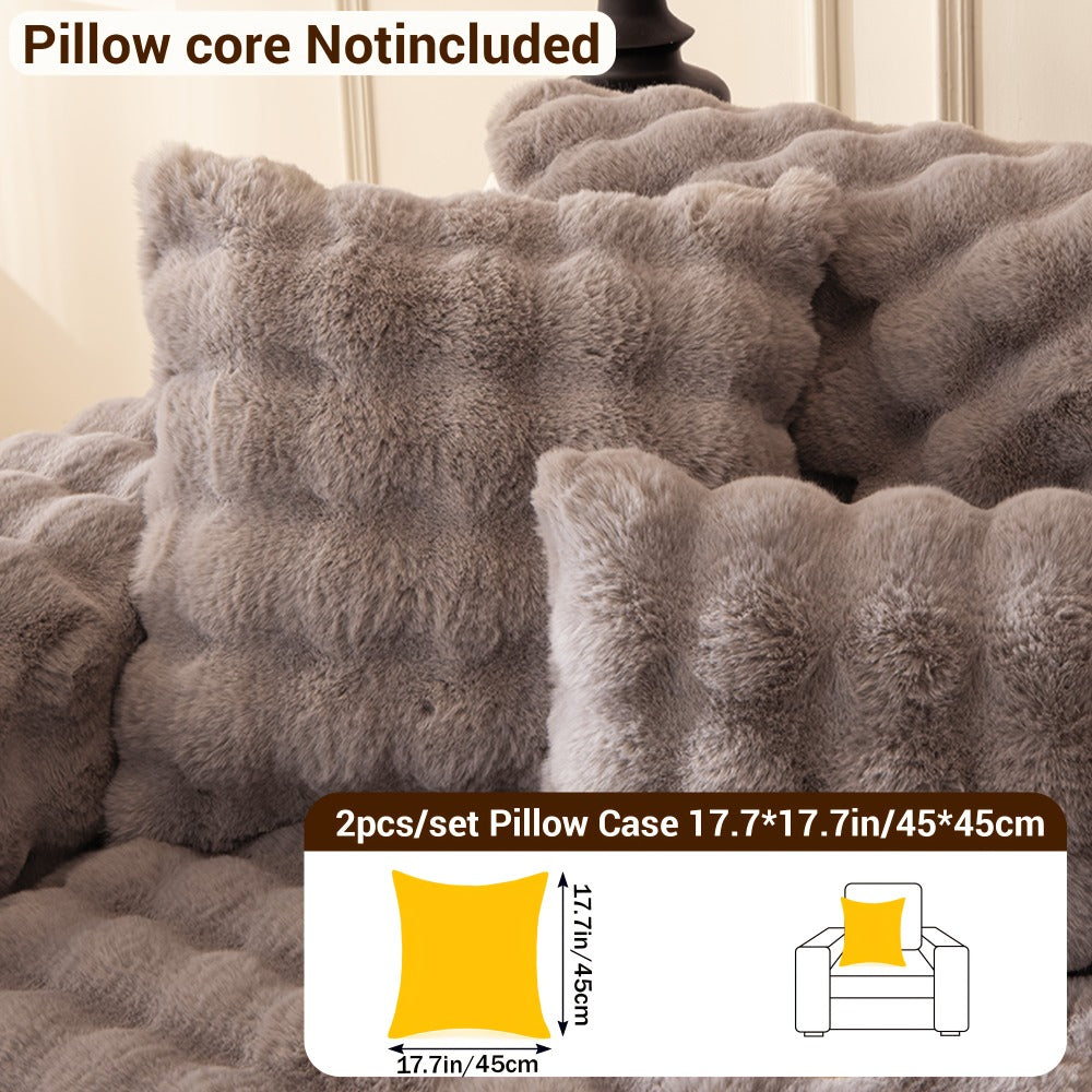 Sofa Cover Bubble Faux Rabbit Fur Panels with Silicone-Dot Backing for Seat, Armrest or Backrest