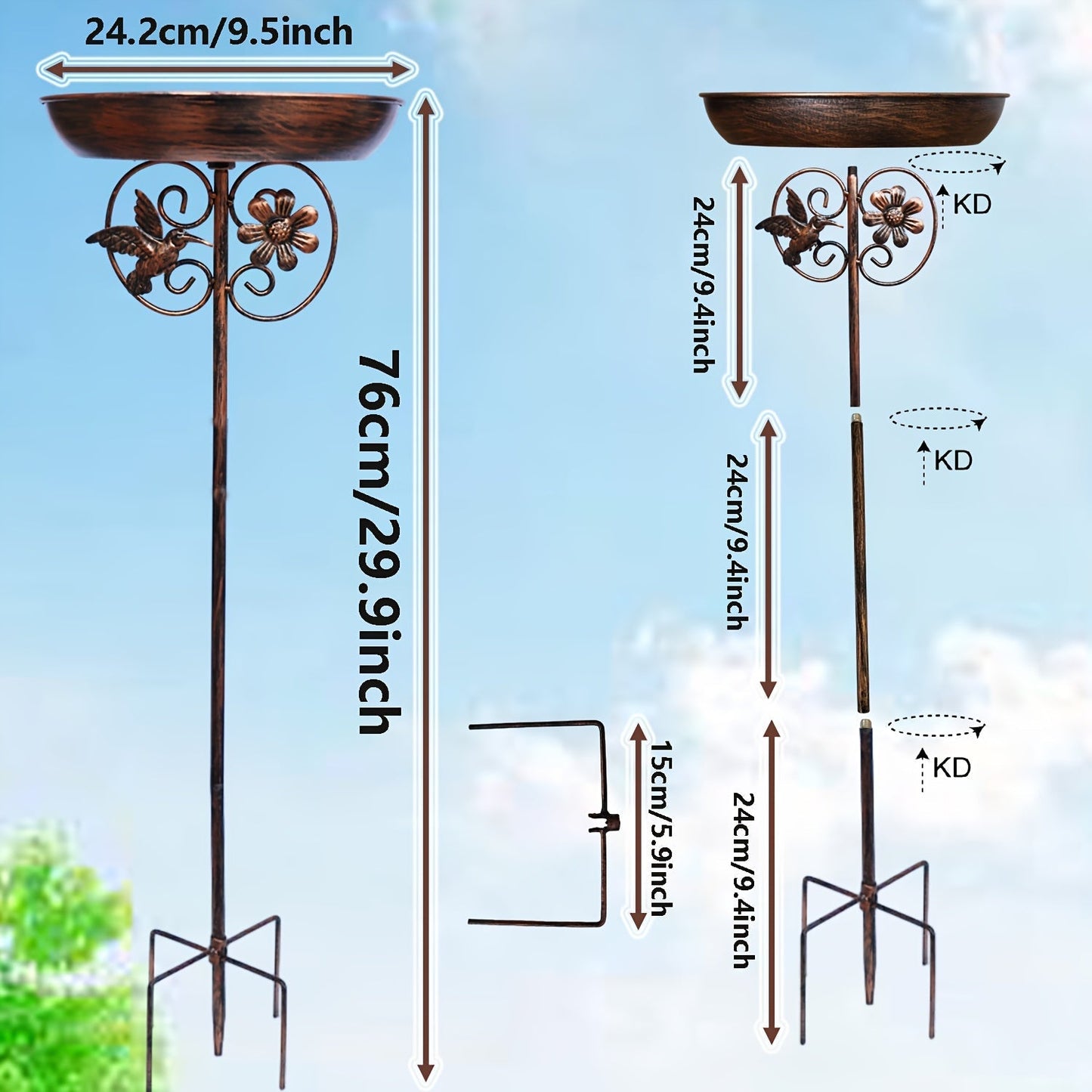 Bird Feeder Cast Iron Vintage, Bird Bath Garden Outdoor Yard Decor for Garden, Yard and Pest Management