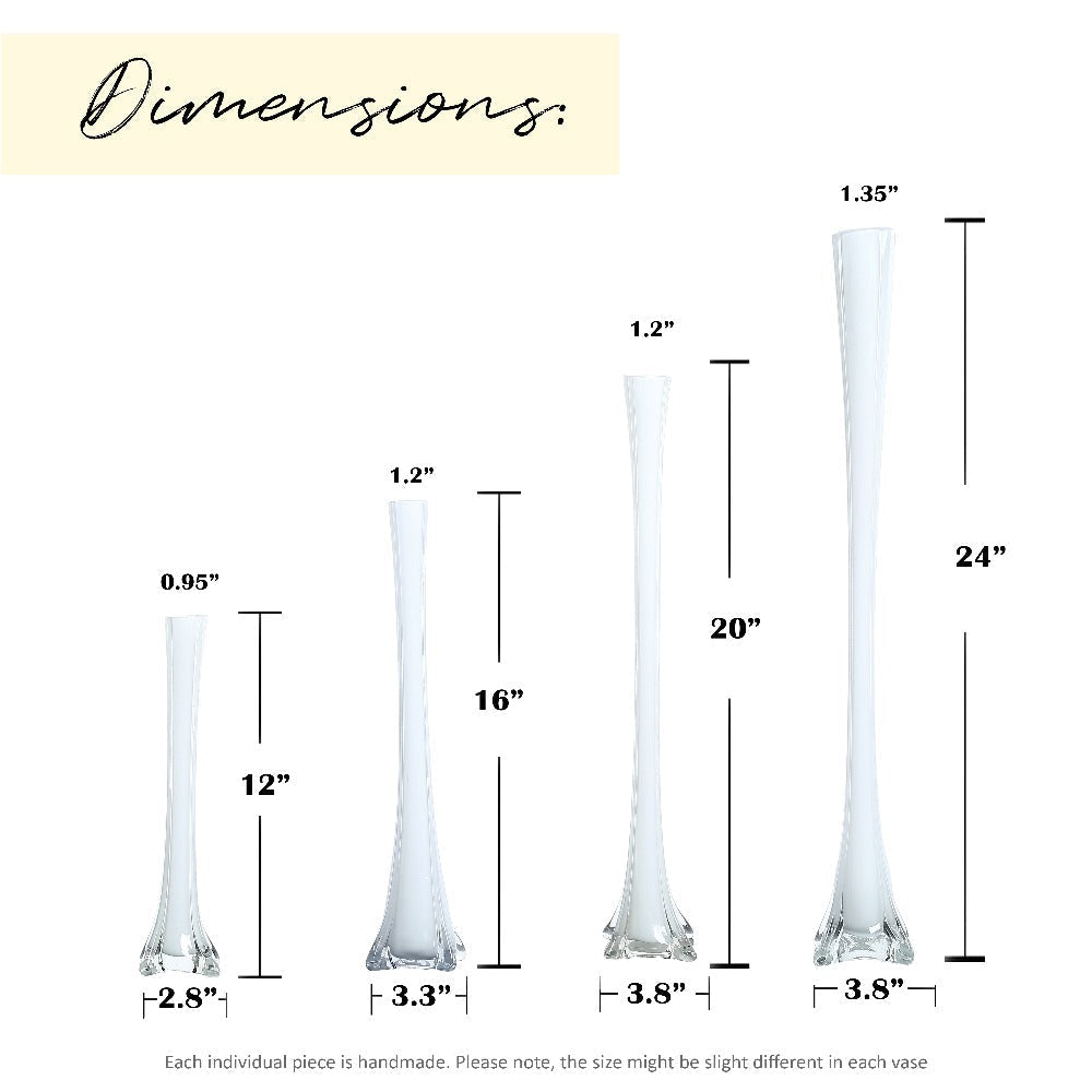 Eiffel Tower Vase Pack of 12 – Tall Glass Flower Vases for Wedding Centerpiece, Event Table Decor, Floral Arrangements & Party Decoration