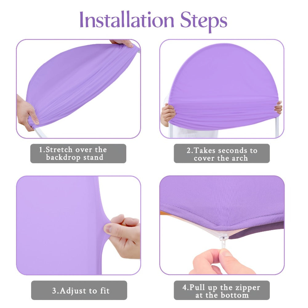 Wedding Arch Cover 6ft Polyester Fitted Round Top Backdrop Cover, Wrinkle-Free Machine Washable, for Wedding Ceremony Birthday Party Gender