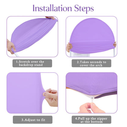 Wedding Arch Cover 6ft Polyester Fitted Round Top Backdrop Cover, Wrinkle-Free Machine Washable, for Wedding Ceremony Birthday Party Gender