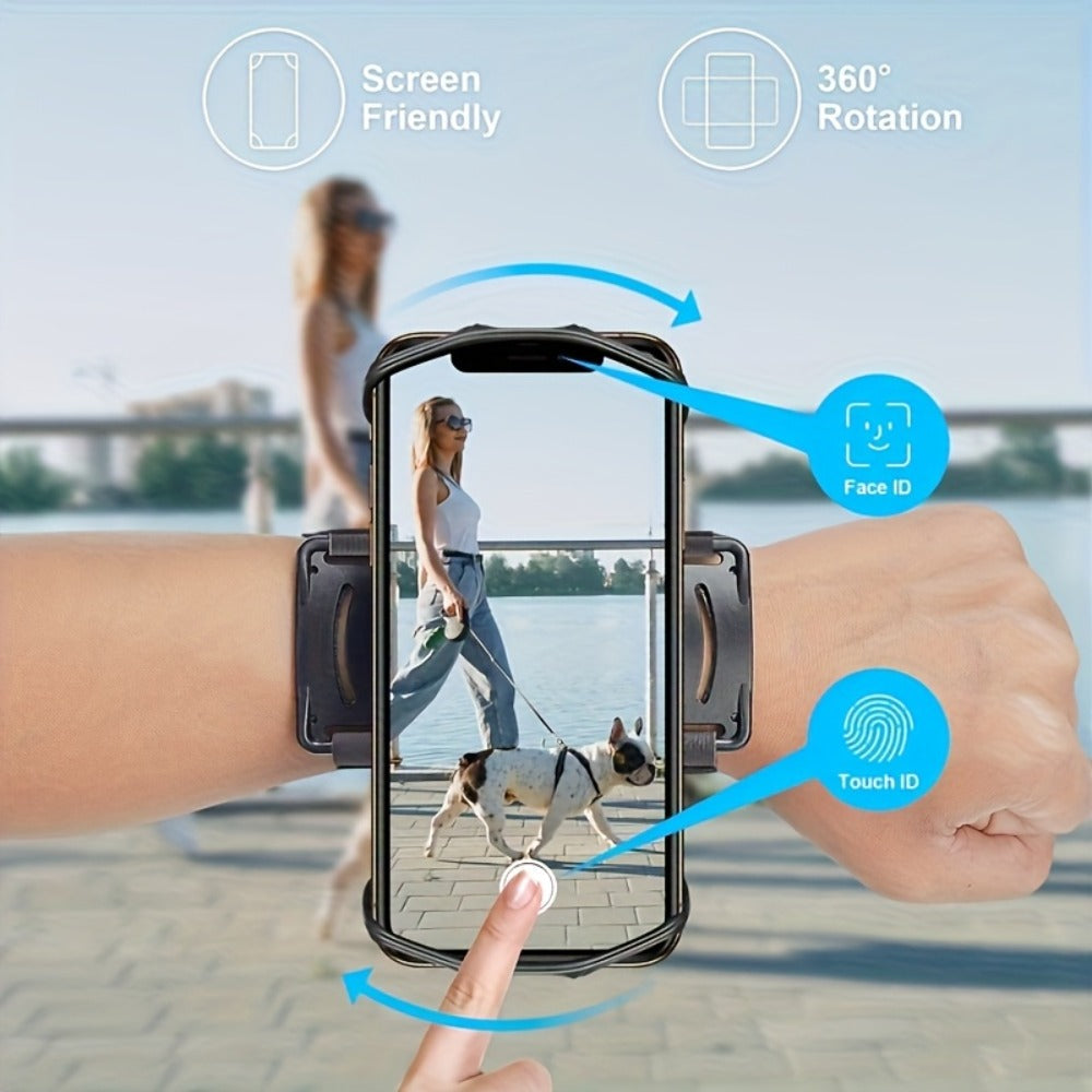 360° Rotation Sports Phone Arm Strap Wrist Holder for Running Gym Workout – Removable Adjustable Armband for 4.5 to 7 Inch Phones iPhone