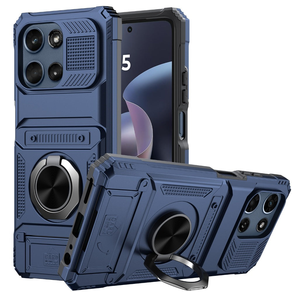 Phone Case Magnetic Metal Kickstand with layered Shell for Motorola Moto G 5G 2025 with Model-Specific Cutouts and Color Choices