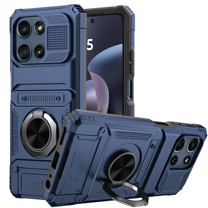 Phone Case Magnetic Metal Kickstand with layered Shell for Motorola Moto G 5G 2025 with Model-Specific Cutouts and Color Choices