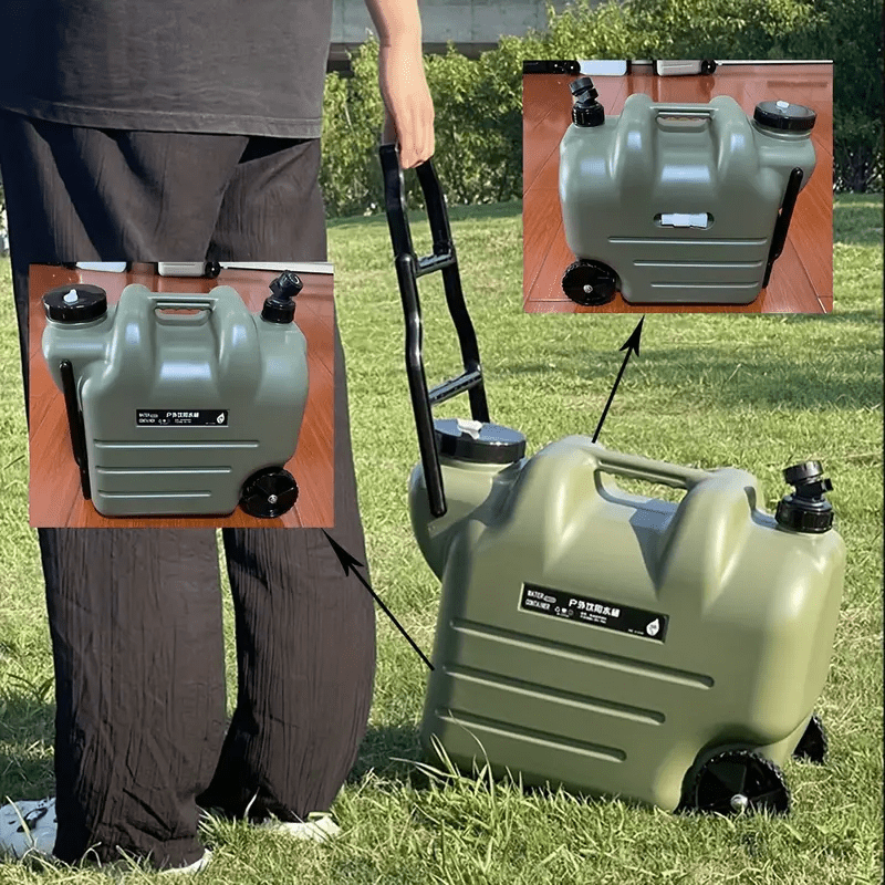 Portable Water Tank with Wheels 7.4 Gallon – Large Capacity Durable PE Square Water Container Jug for Camping, Hiking