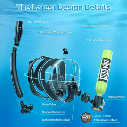 Aluminum Alloy Mini Diving Tank 0.5L – Portable Scuba Oxygen Cylinder with Regulator for Underwater Photography Snorkeling Recreation